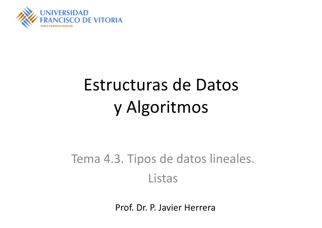 Imágen de pdf Tema 4.3. Tipos de datos lineales. Listas - Estructuras de Datos y Algoritmos